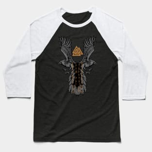 Odin's ravens with Viking runes - Hugin and Munin Baseball T-Shirt